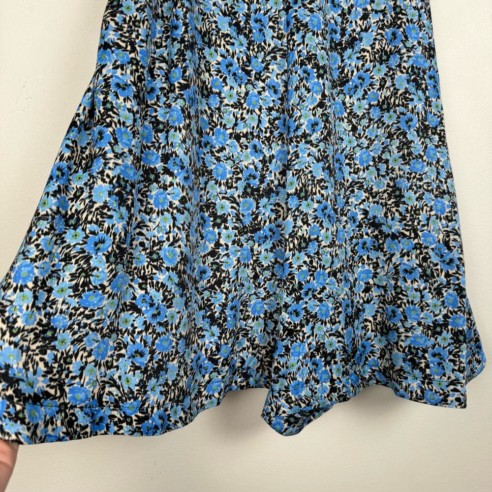 Topshop Floral Romper Blue Silky Satin Grunge Tie Back Sleeveless Size 12 Beach - Picture 6 of 12